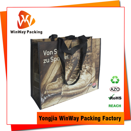 RPET-017 Cheap Price Double Handle Laminated RPET Recycle Shopping Bag