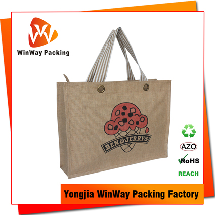 JT-009 Cotton Handle with Eyelet Jute Shopping Bag Wholesale