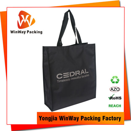 PO-085 Denmark market high qulaity handle style 600D black polyester shopping bag