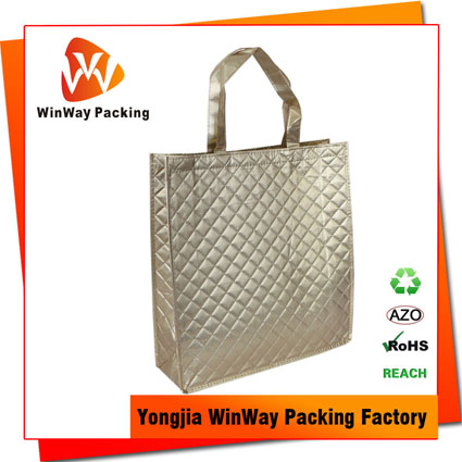 PNW-093 High quality eco friendly gold metallic pp non woven luxury shopping bag