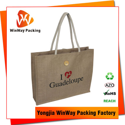 JT-023 Jute Material Handle Style Screen Printed Burlap Bag