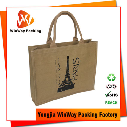 JT-006 PVC Inside Laminated Jute Burlap Beach Bag