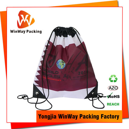 PO-046 Qatar Market 210D Polyester Backpack Style Sublimation Drawstring Bag