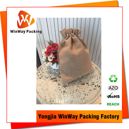 Jute Bag JT-001 Wholesale Hessian  Samll Jute Drawstring Bag