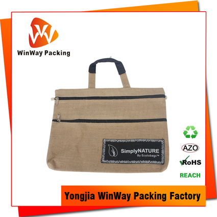 JT-010 Zipper Closure Promotional Jute Document Bag