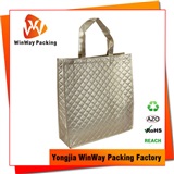 PP Non Woven Shopping Bag PNW-093 High quality eco friendly gold metallic pp non woven luxury shopping bag