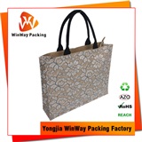 Jute Bag JT-013 Zipper Closure Lace Cover Jute Burlap Bags with Handles