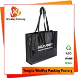 PP Woven Shopping Bag Silver Printing Recycled PP-117 Woven Black Shopper Bag