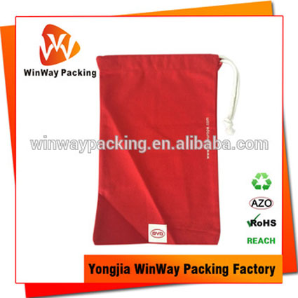 CT-015 New design 100% natural red samll cotton drawstring bag