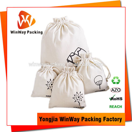CT-016 Custom screen printed cotton drawstring jewelry pouch bags